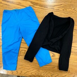 Balera blue dance pants and no brand ballet shrug size LC